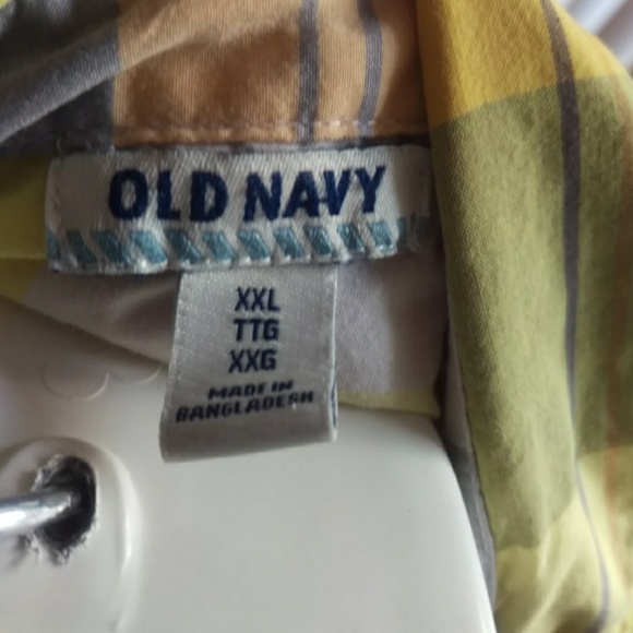 Old navy boy's yellow&gray plaid button up shirt - Picture 8 of 8